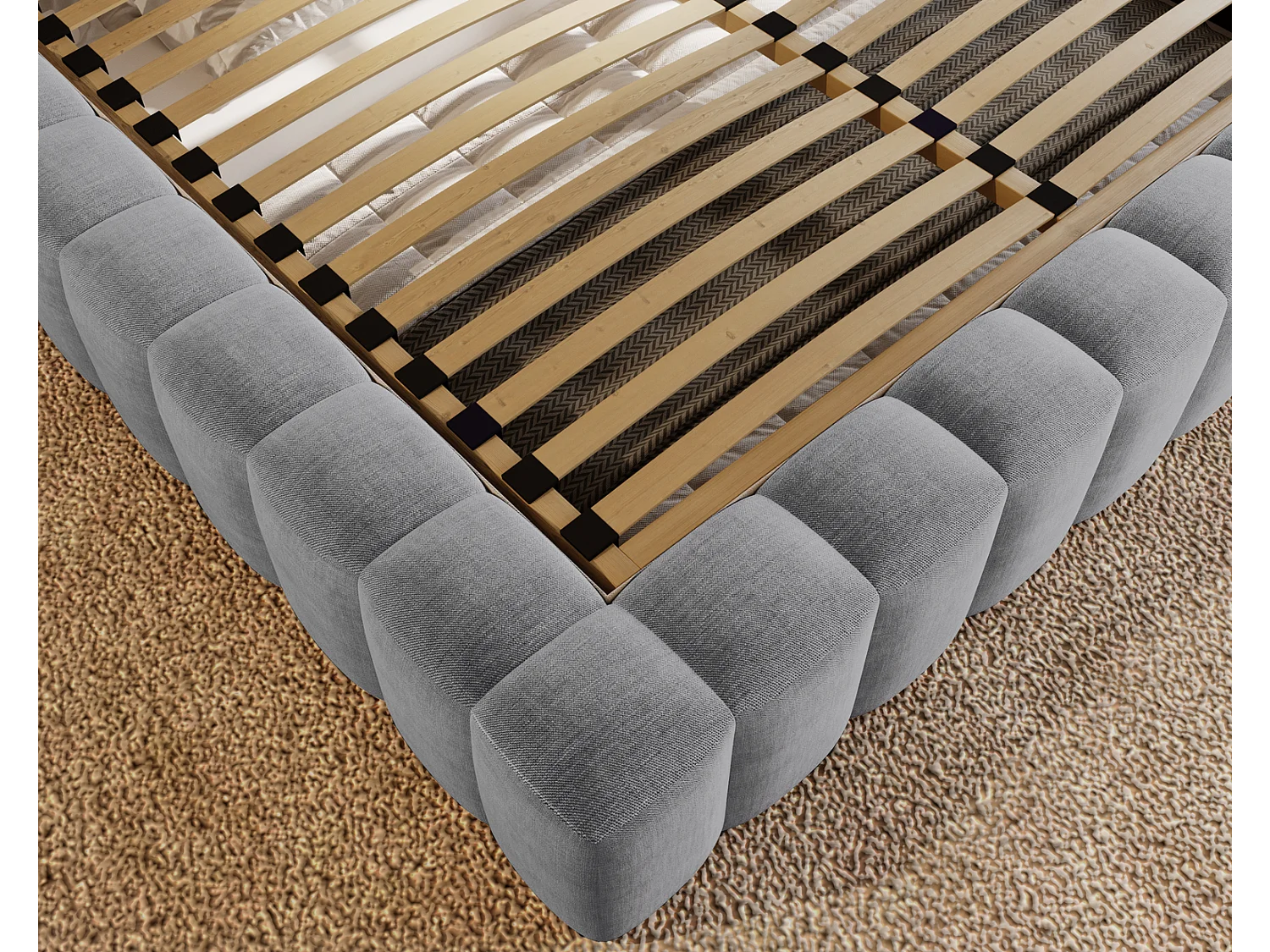 Emporius Gestoffeerd bed 160x200 cm Elise - bed 160 x 200 met opbergruimte, fluwelen Lichtgrijs (Ikoo 19)