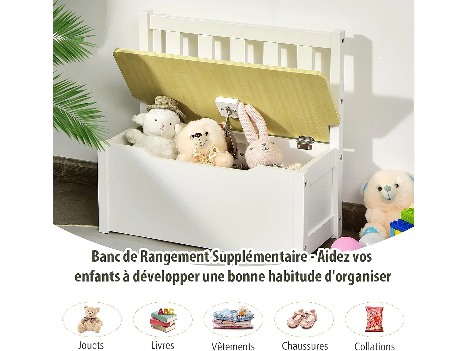 Ensemble table et chaises pour enfants, table et 2 chaises et 1 banc (naturel)