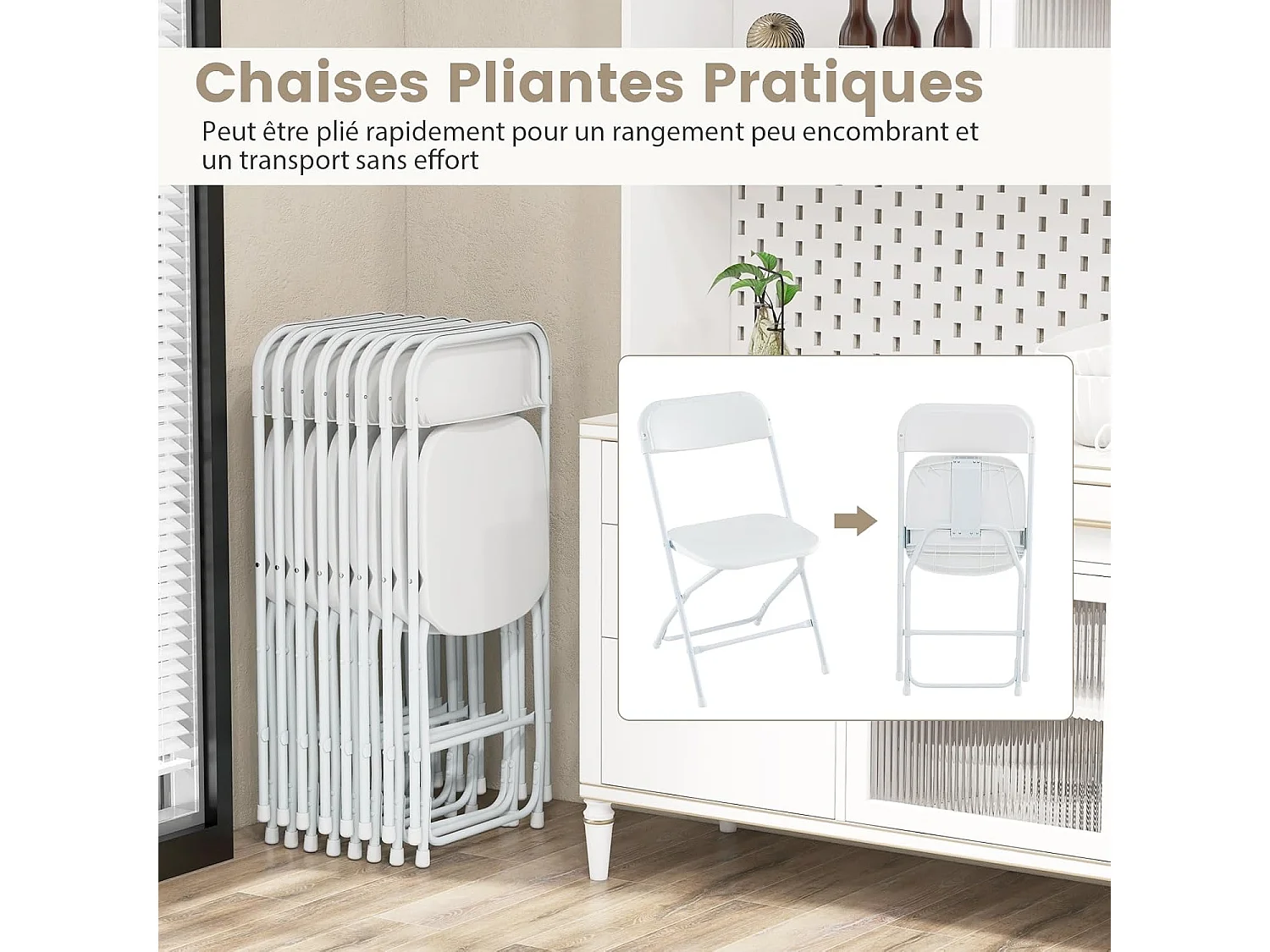 Set van 4 klapstoelen, 4 tuinstoelen, klapstoelen voor buiten en binnen