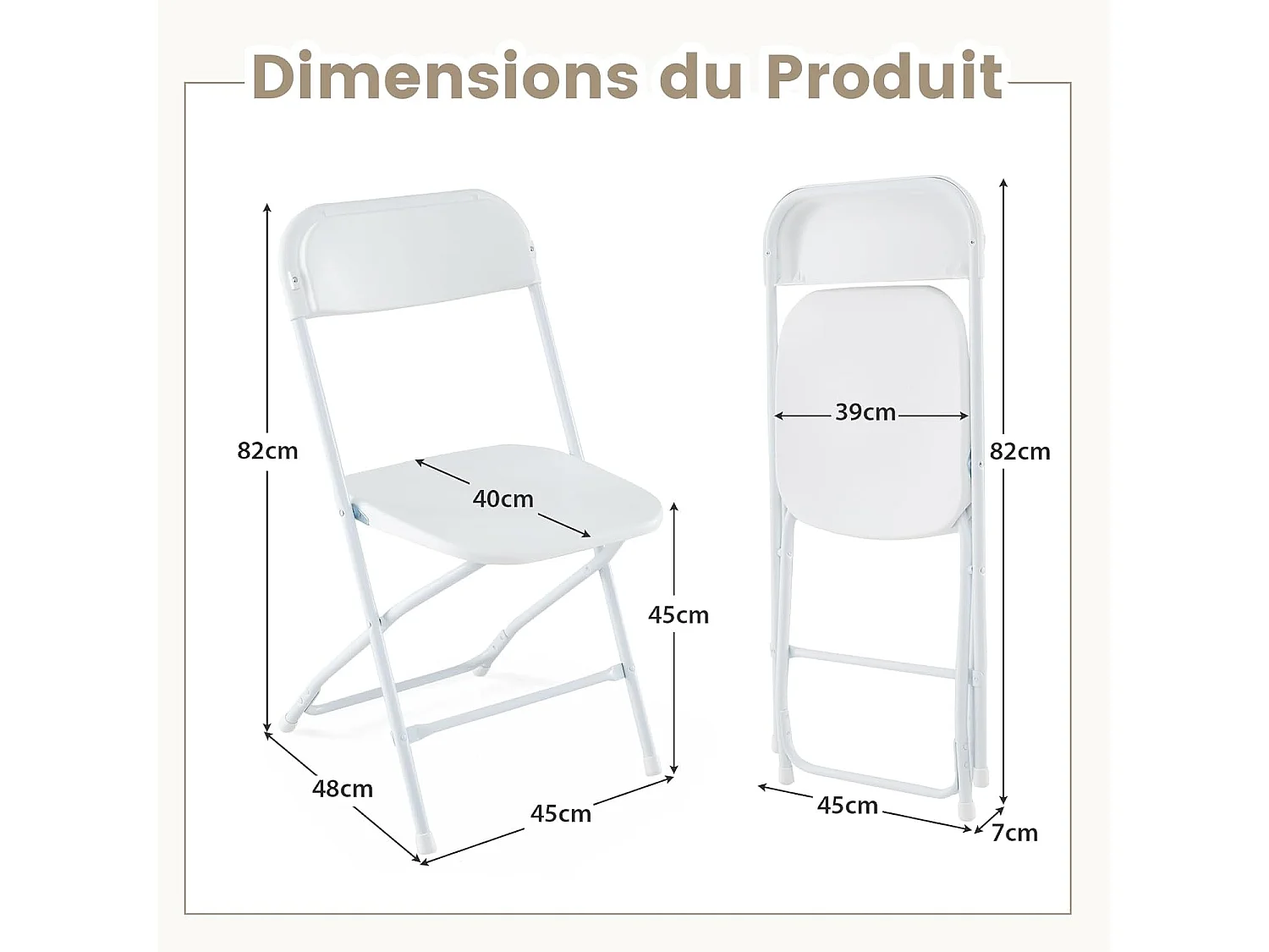 Set van 4 klapstoelen, 4 tuinstoelen, klapstoelen voor buiten en binnen