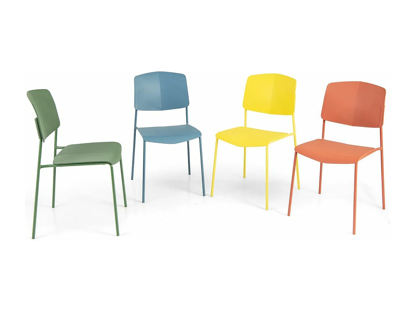 Lot de 4 Chaises de Salle à Manger Chaises d'Appoint Sans Accoudoirs Dossier Ergonomique et Siège Large Empilables (Multicoloré)