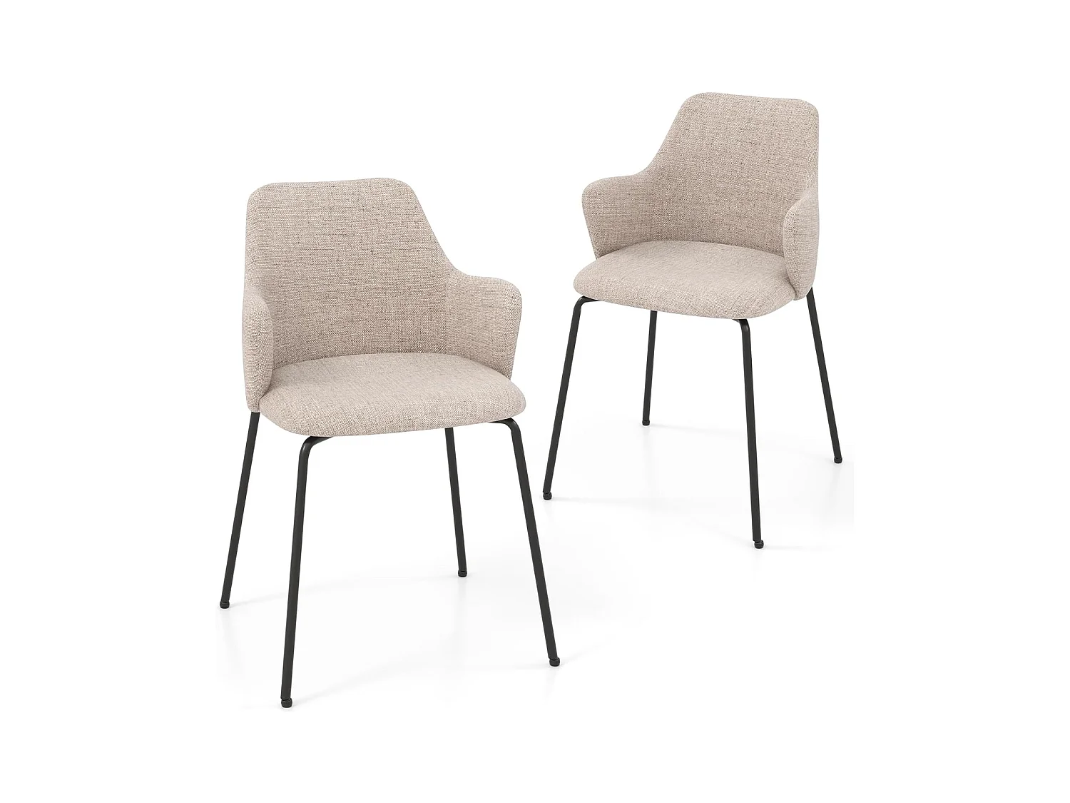 Chaises de salle à manger lot de 2, chaise salon rembourrée en tissu, dossier courbé