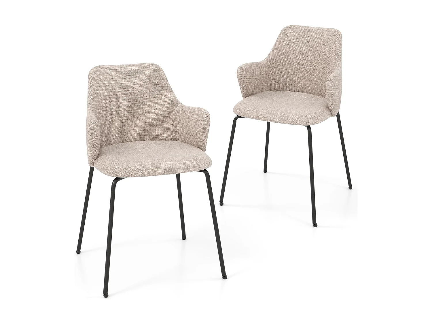 Chaises de salle à manger lot de 2, chaise salon rembourrée en tissu, dossier courbé