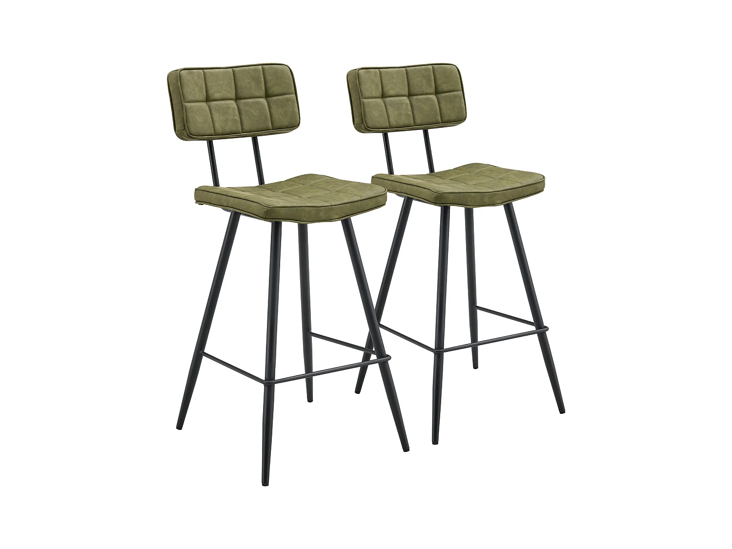 Lot de 2 tabourets de bar en simili vert FERNAND - HAPPY GARDEN