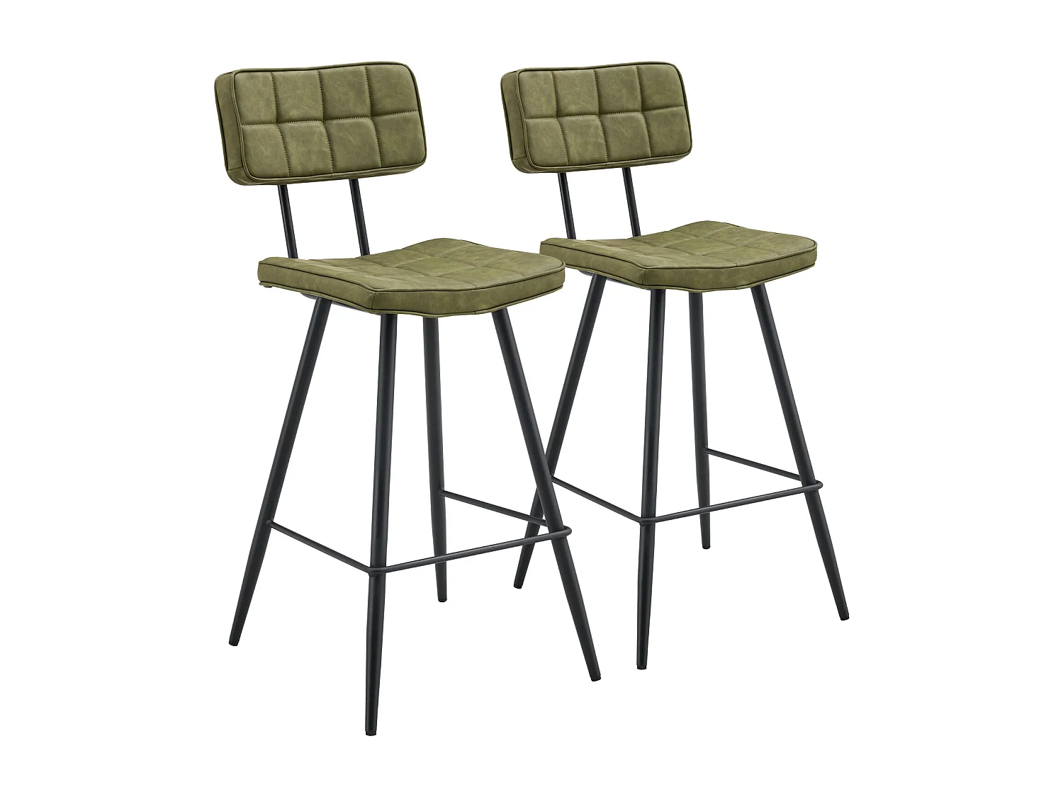 Lot de 2 tabourets de bar en simili vert FERNAND - HAPPY GARDEN