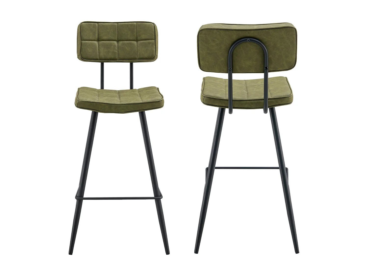 Lot de 2 tabourets de bar en simili vert FERNAND - HAPPY GARDEN