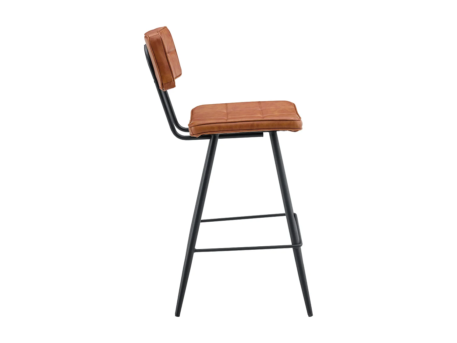 Lot de 2 tabourets de bar en simili cognac FERNAND - HAPPY GARDEN