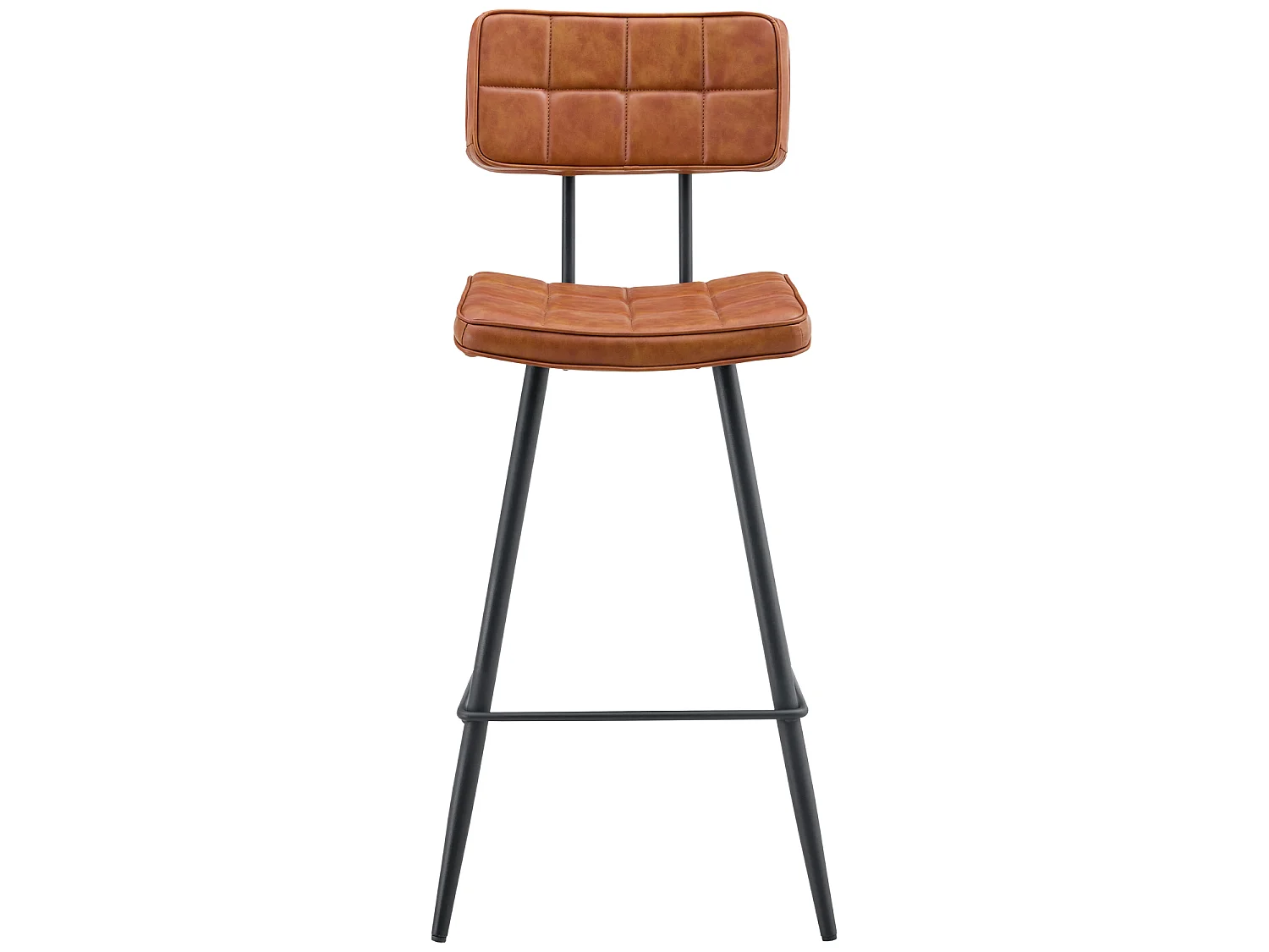 Lot de 2 tabourets de bar en simili cognac FERNAND - HAPPY GARDEN