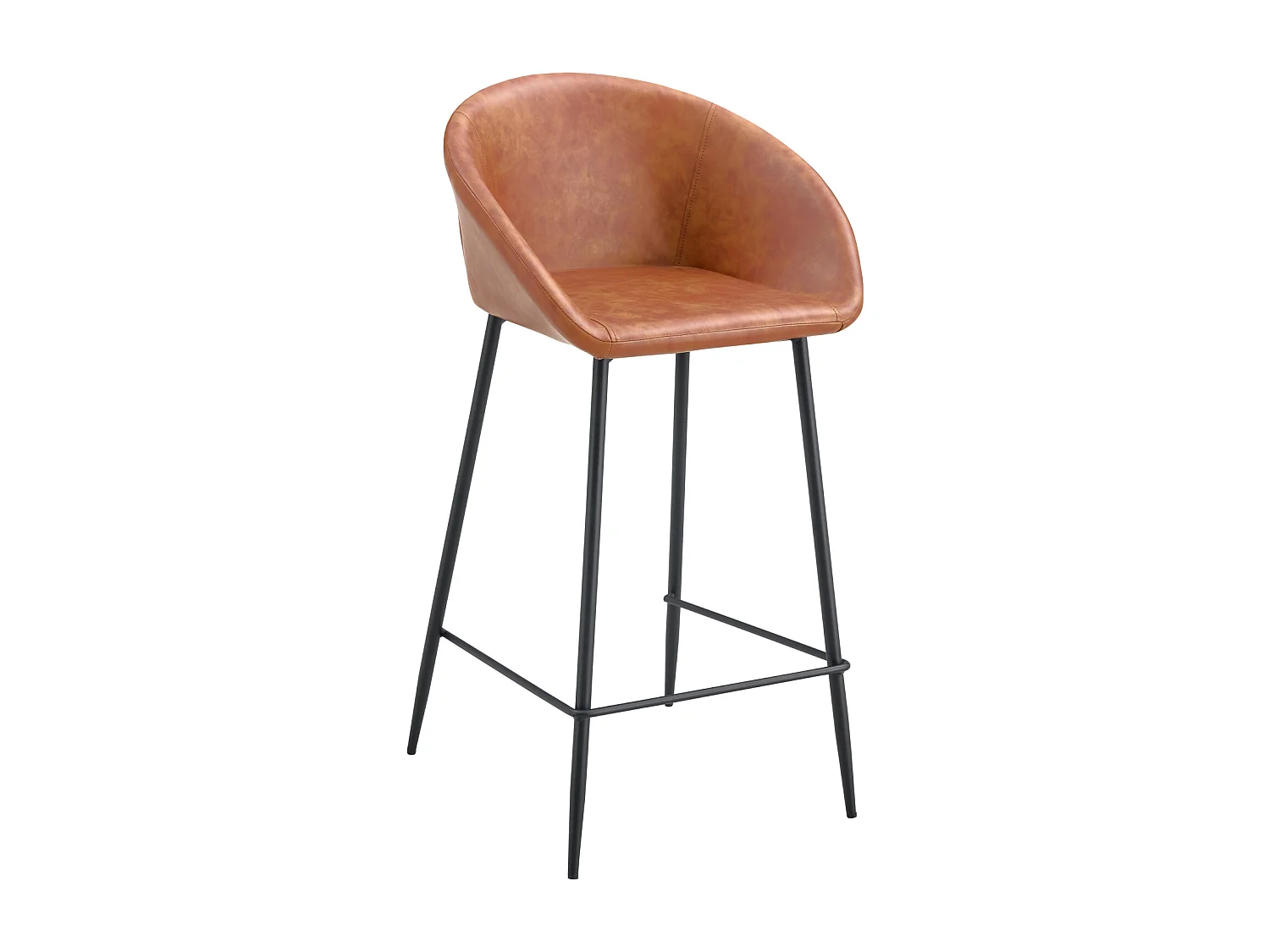 Lot de 2 tabourets de bar en simili cognac ACHILLE - HAPPY GARDEN