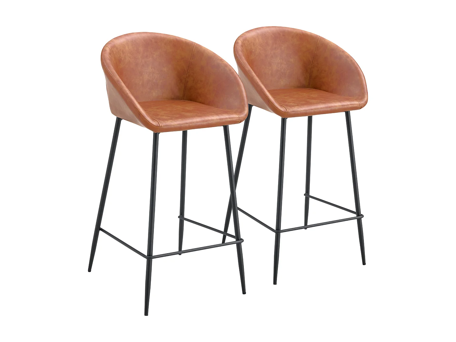 Set van 2 ACHILLE cognac imitatie barkrukken