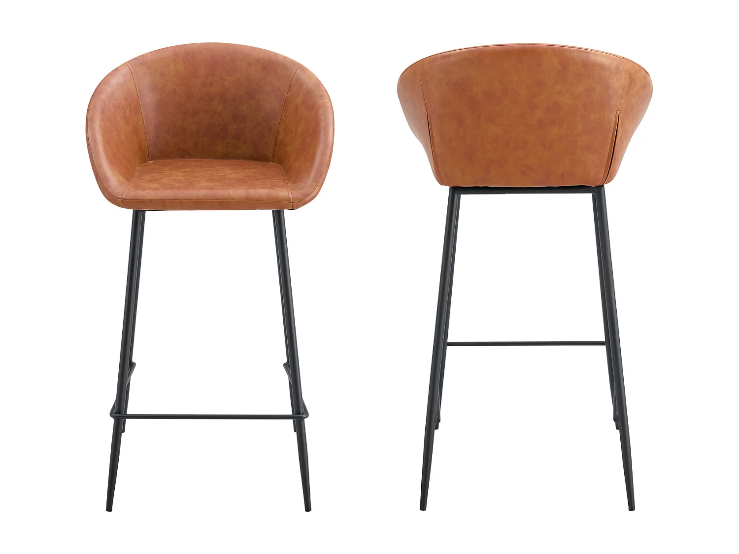 Set van 2 ACHILLE cognac imitatie barkrukken