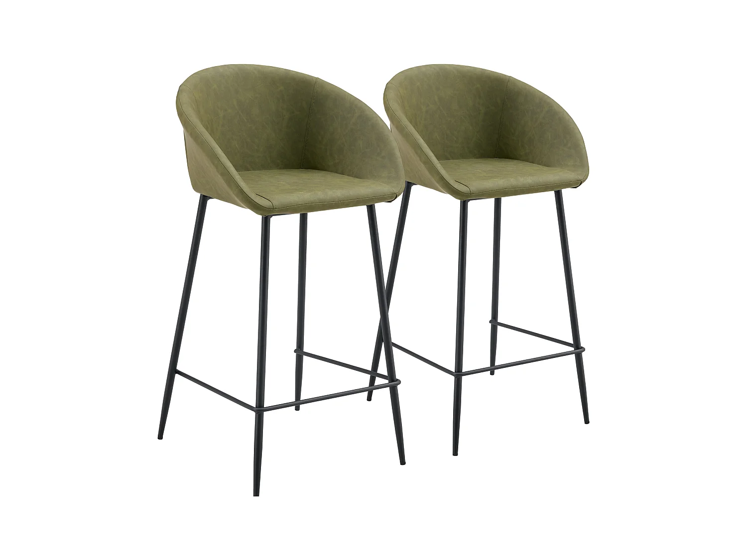 Lot de 2 tabourets de bar en simili vert ACHILLE - HAPPY GARDEN