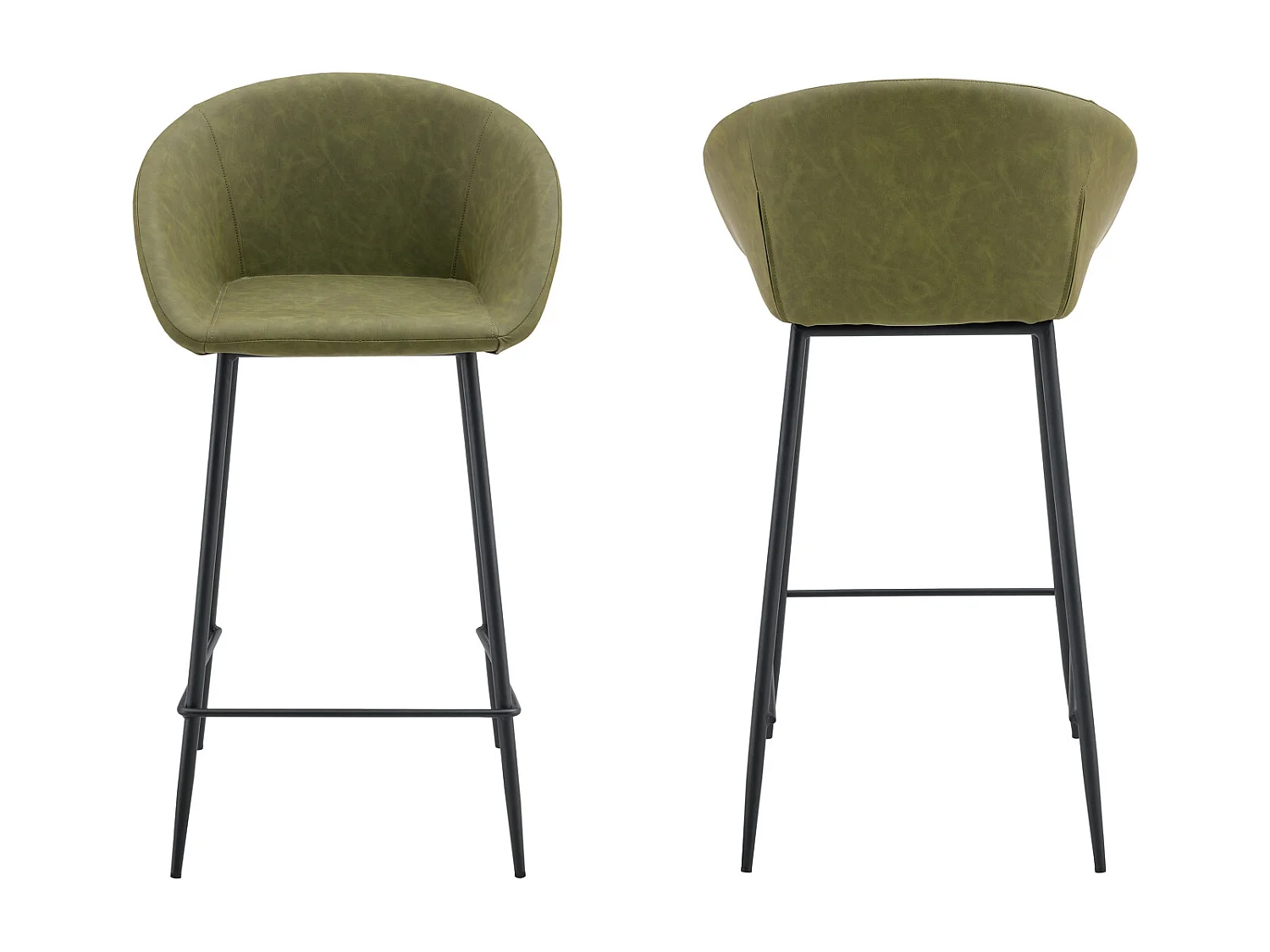 Lot de 2 tabourets de bar en simili vert ACHILLE - HAPPY GARDEN