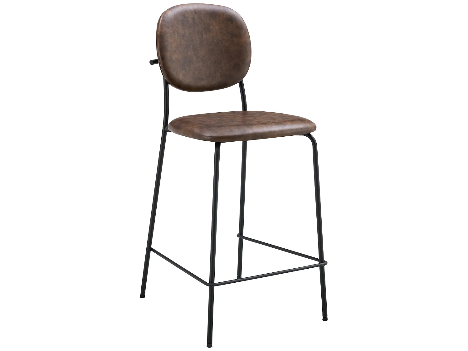 Lot de 2 tabourets de bar en simili marron EDMOND - HAPPY GARDEN