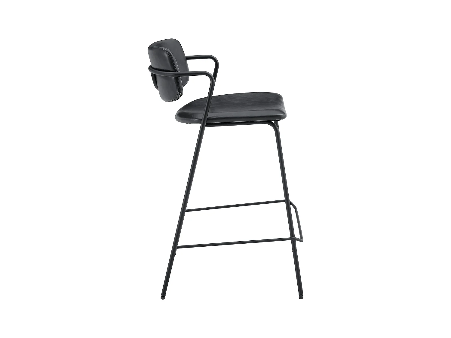 2er Set Barhocker aus schwarzem Kunstleder LÉON