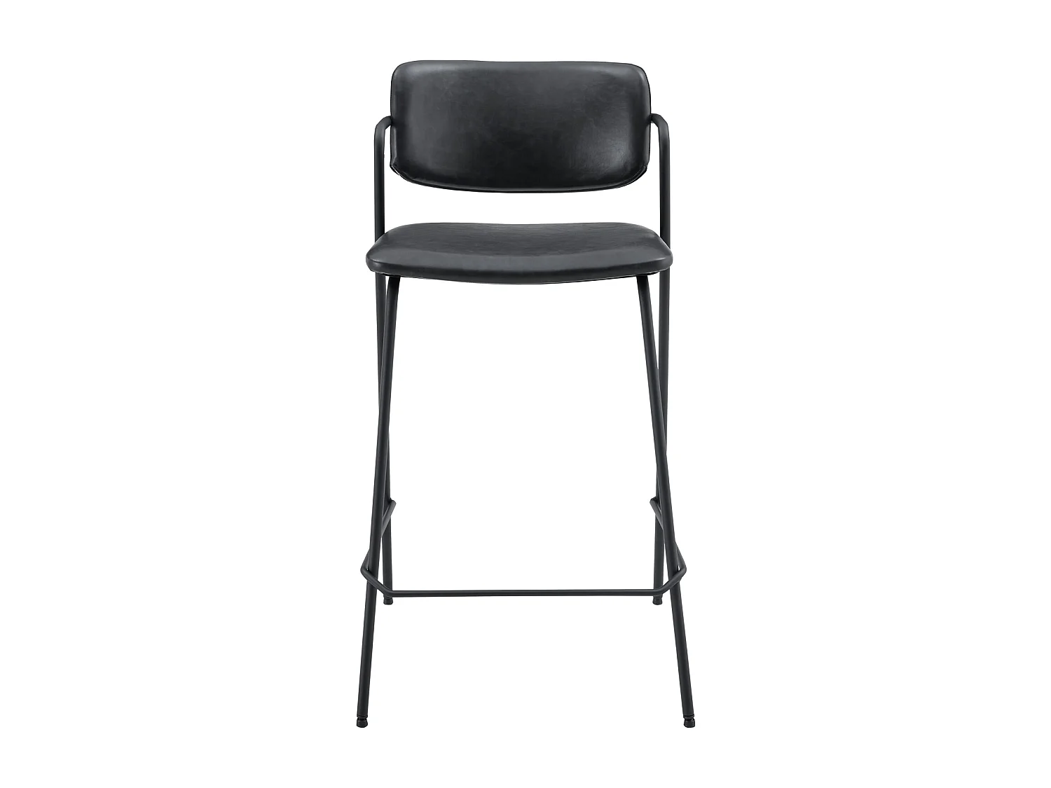 Lot de 2 tabourets de bar en simili noir LÉON - HAPPY GARDEN