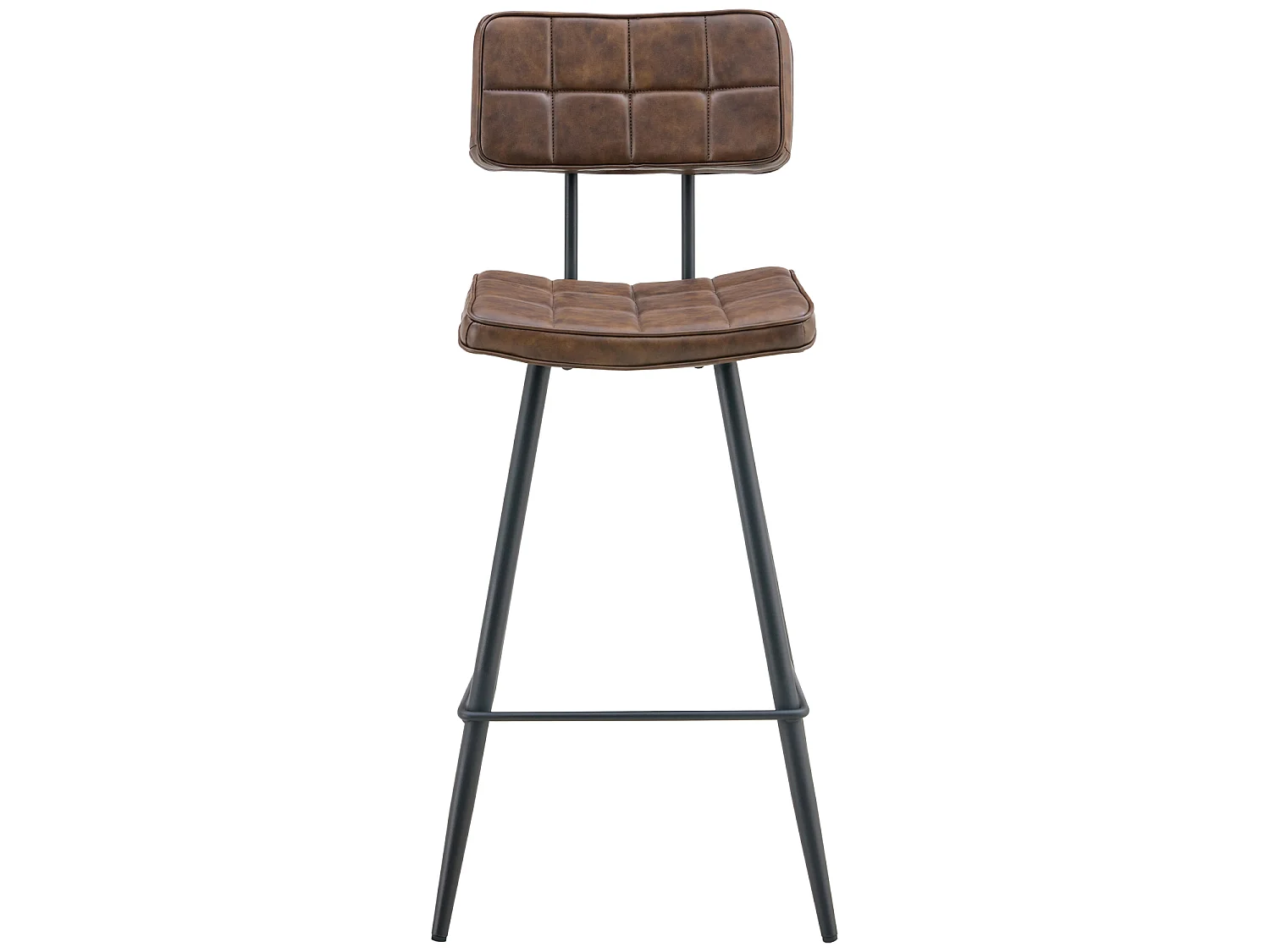 Lot de 2 tabourets de bar en simili marron FERNAND - HAPPY GARDEN