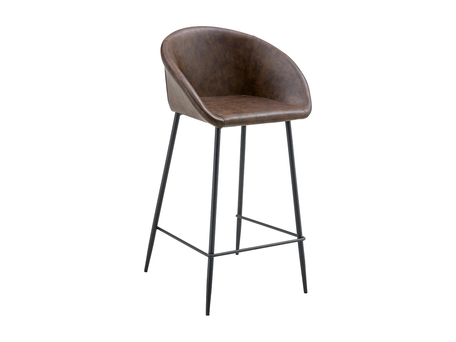 2er Set Barhockern aus braunem Kunstleder ACHILLE