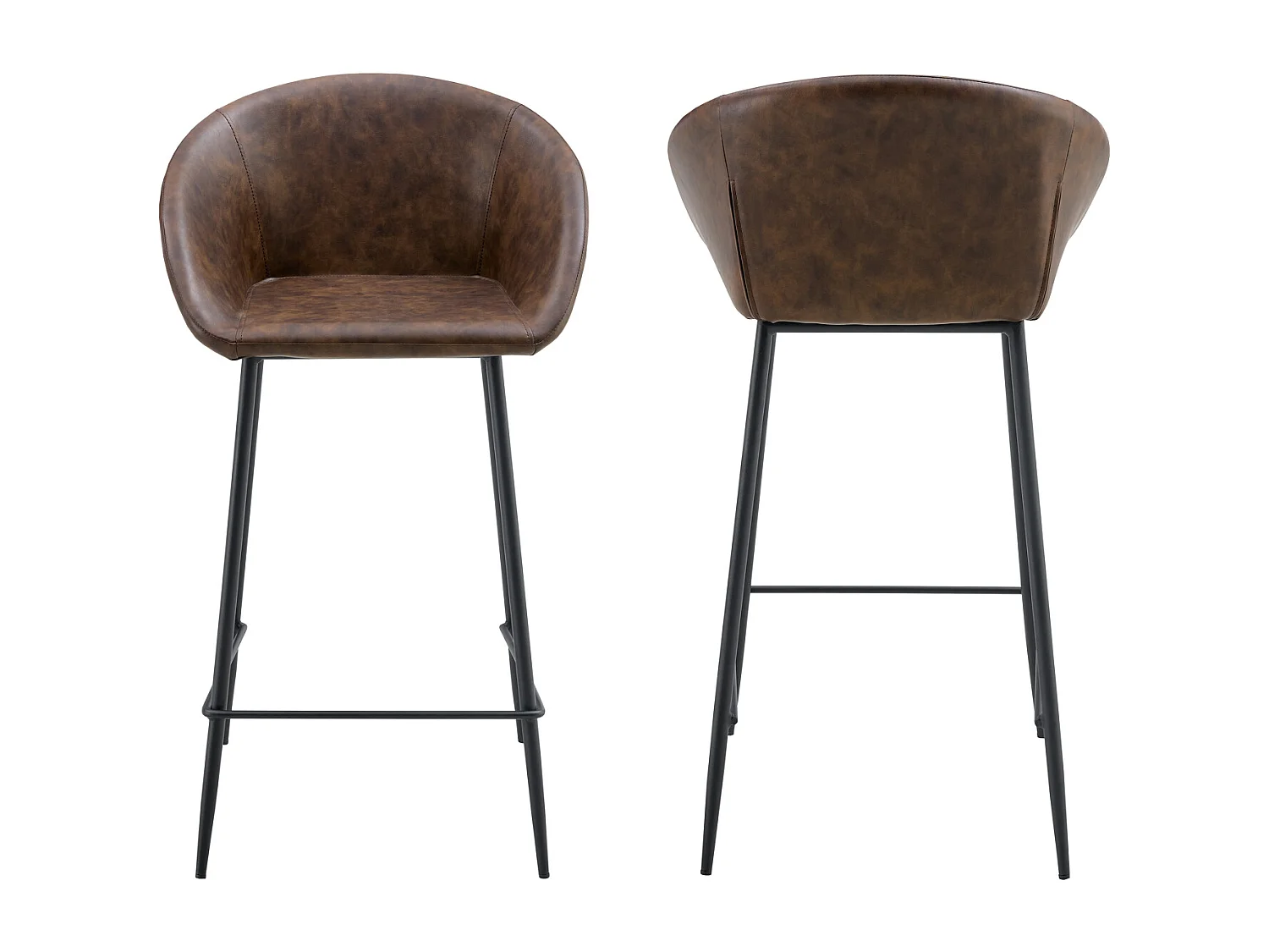 Set van 2 ACHILLE bruine imitatie barkrukken