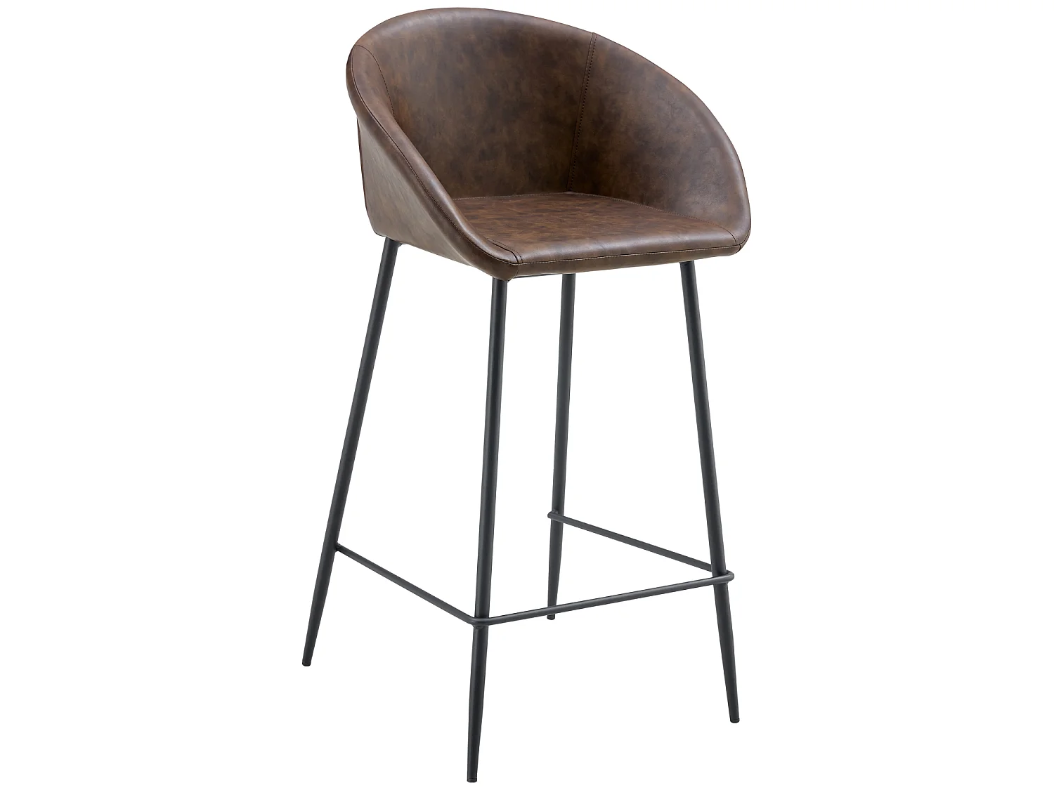 Lot de 2 tabourets de bar en simili marron ACHILLE - HAPPY GARDEN