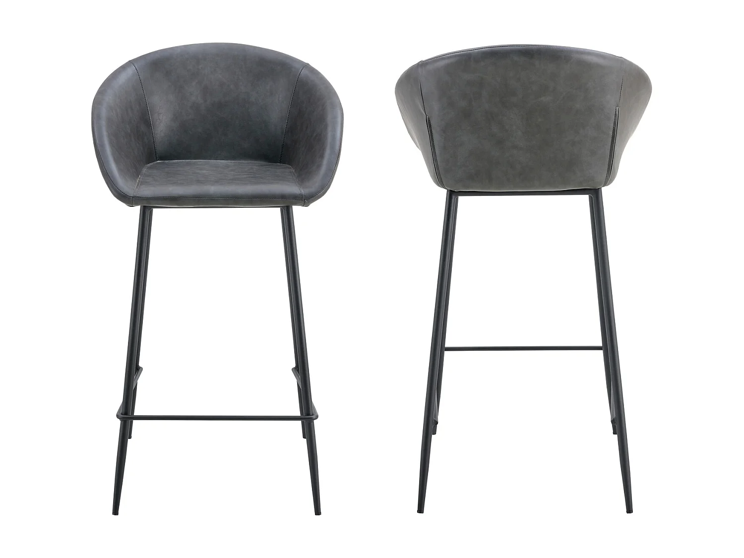 Set van 2 ACHILLE donkergrijze barkrukken van imitatieleer