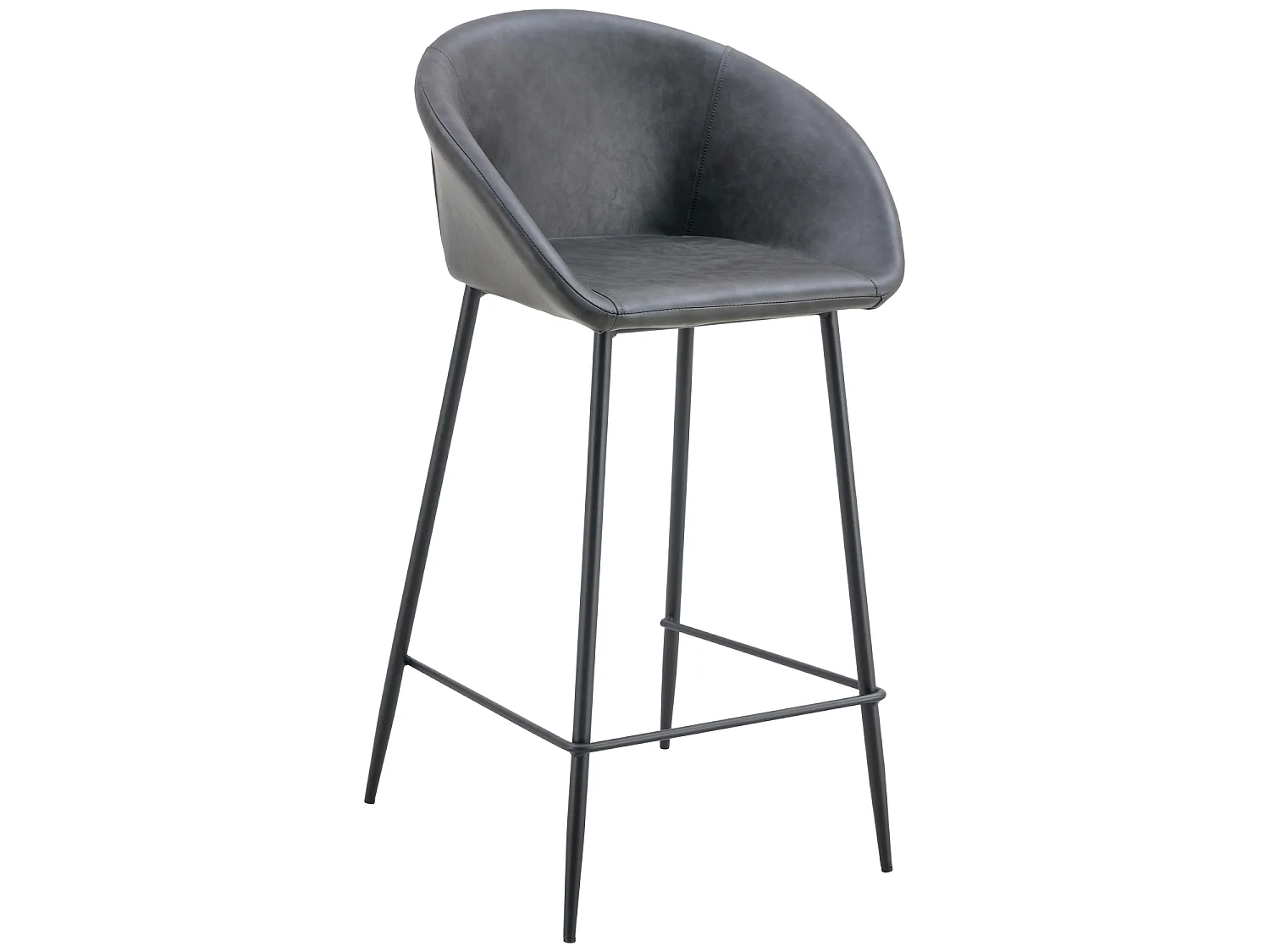 Lot de 2 tabourets de bar en simili gris foncé ACHILLE - HAPPY GARDEN