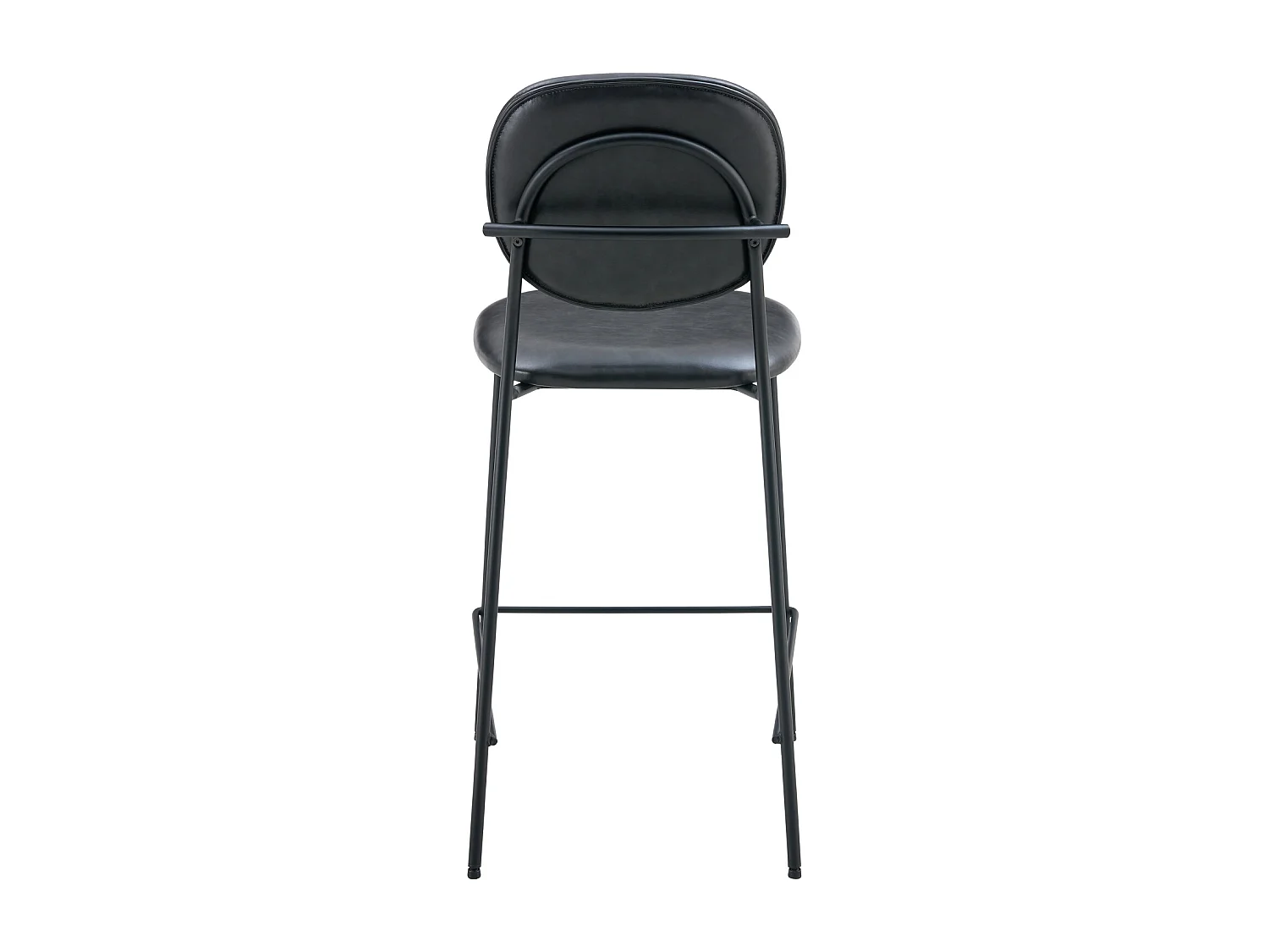 Lot de 2 tabourets de bar en simili noir EDMOND - HAPPY GARDEN