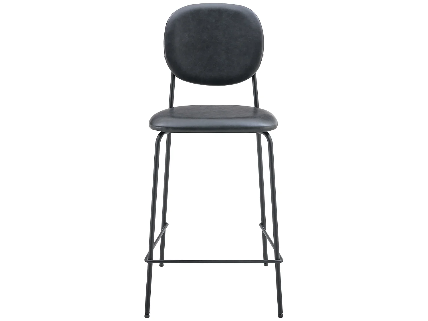 Lot de 2 tabourets de bar en simili noir EDMOND - HAPPY GARDEN