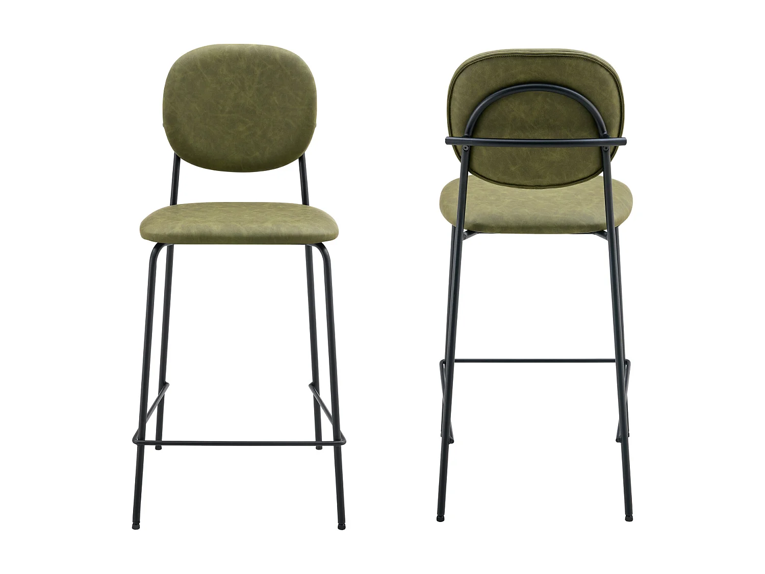 Lot de 2 tabourets de bar en simili vert EDMOND - HAPPY GARDEN