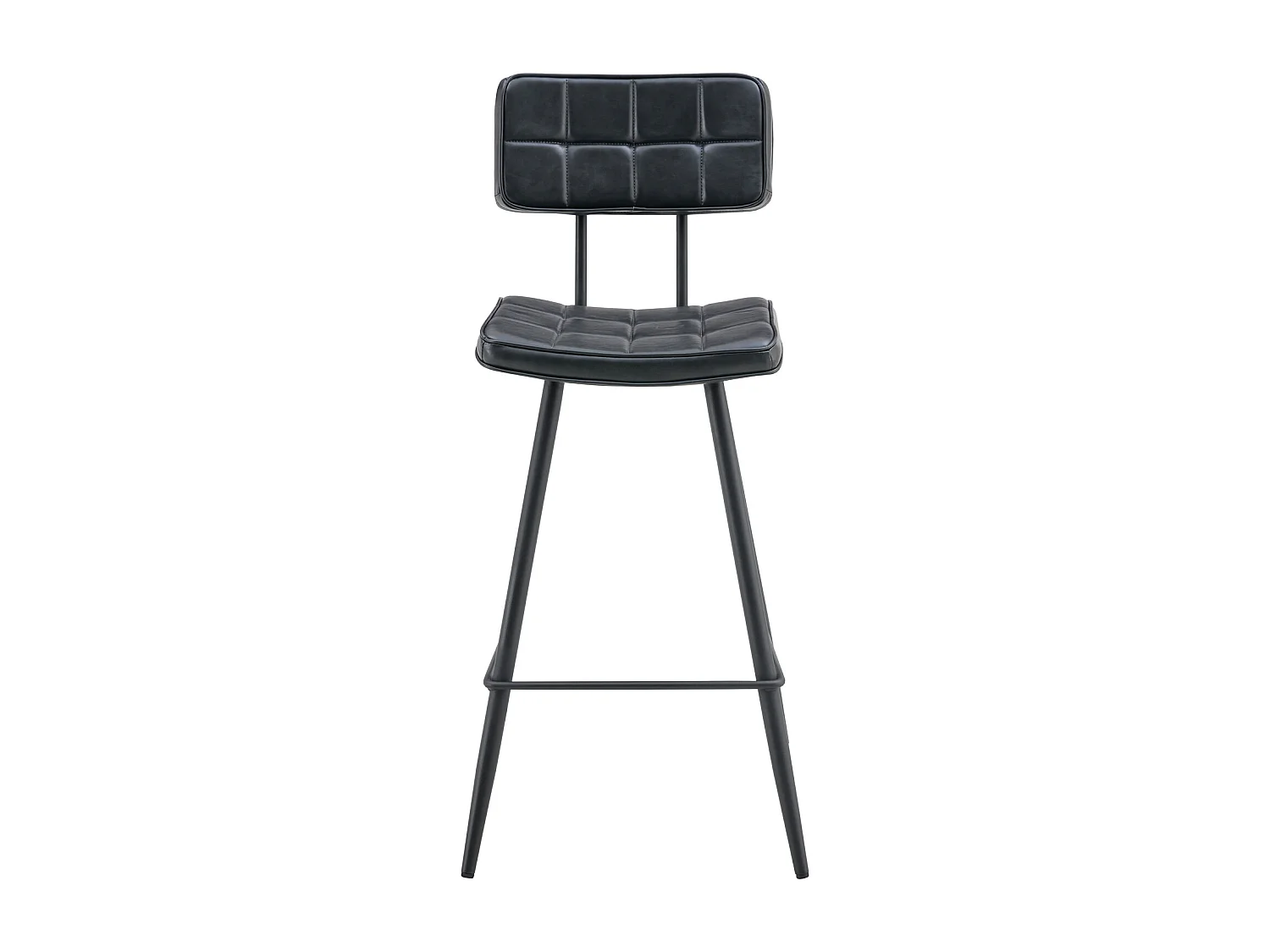 Lot de 2 tabourets de bar en simili noir FERNAND - HAPPY GARDEN