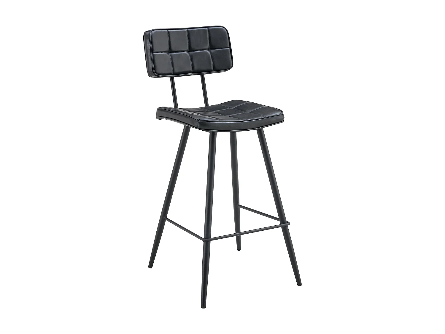 Lot de 2 tabourets de bar en simili noir FERNAND - HAPPY GARDEN