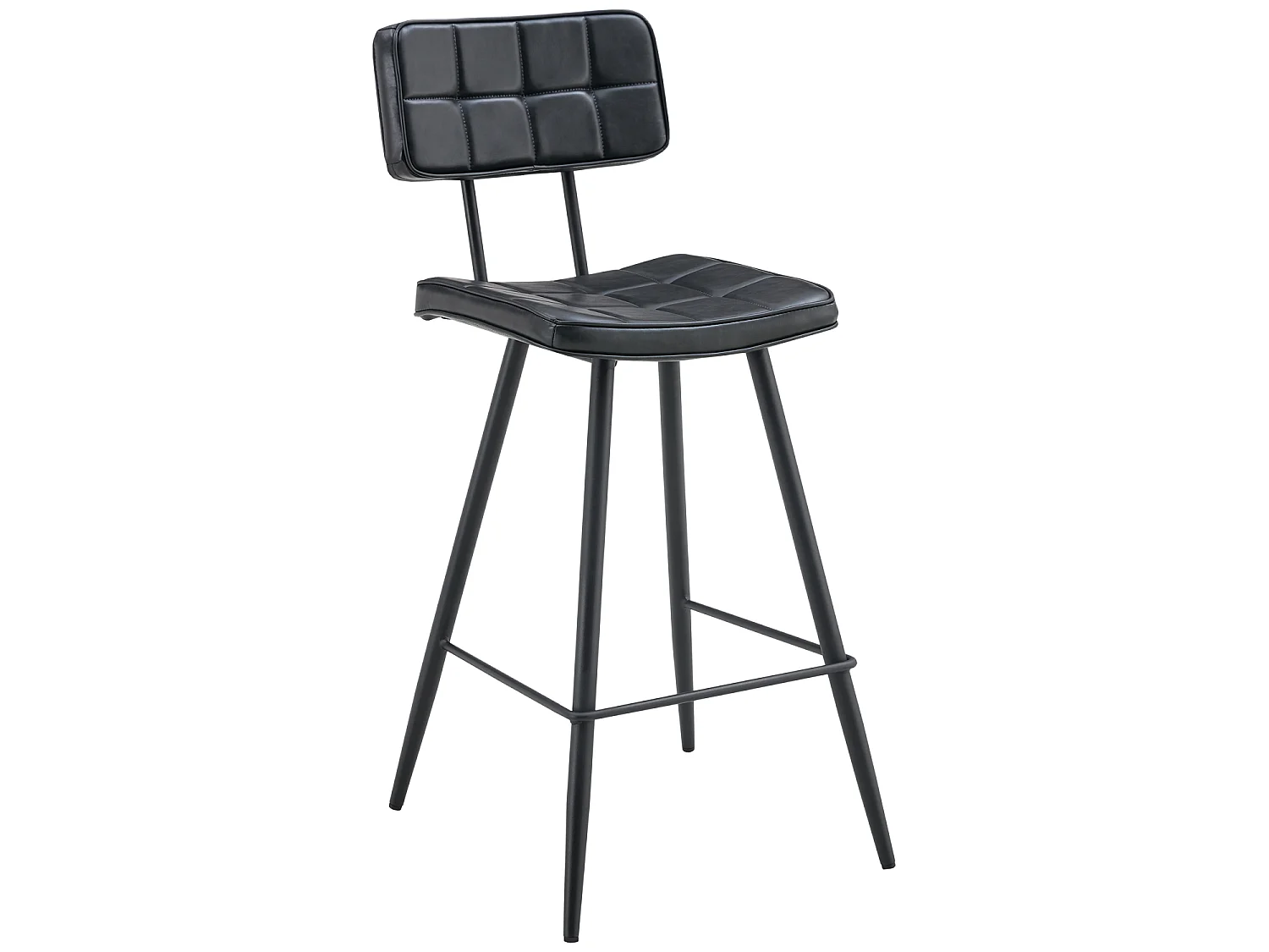 Lot de 2 tabourets de bar en simili noir FERNAND - HAPPY GARDEN