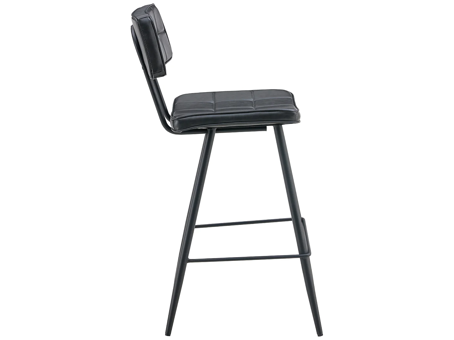 Lot de 2 tabourets de bar en simili noir FERNAND - HAPPY GARDEN