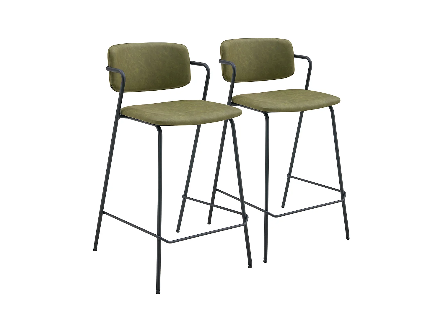 Lot de 2 tabourets de bar en simili vert LÉON - HAPPY GARDEN