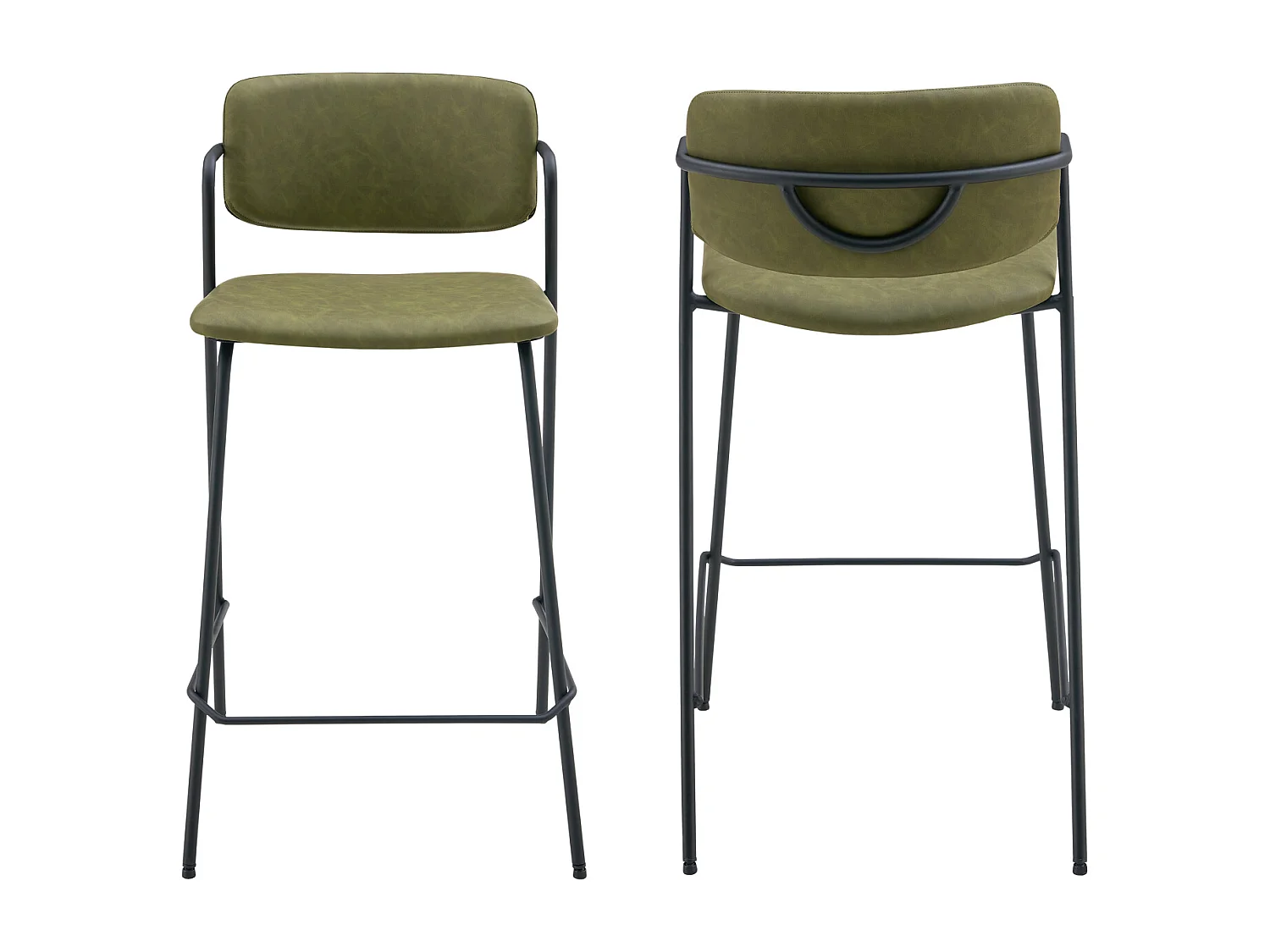 Set van 2 LÉON groene imitatie barkrukken