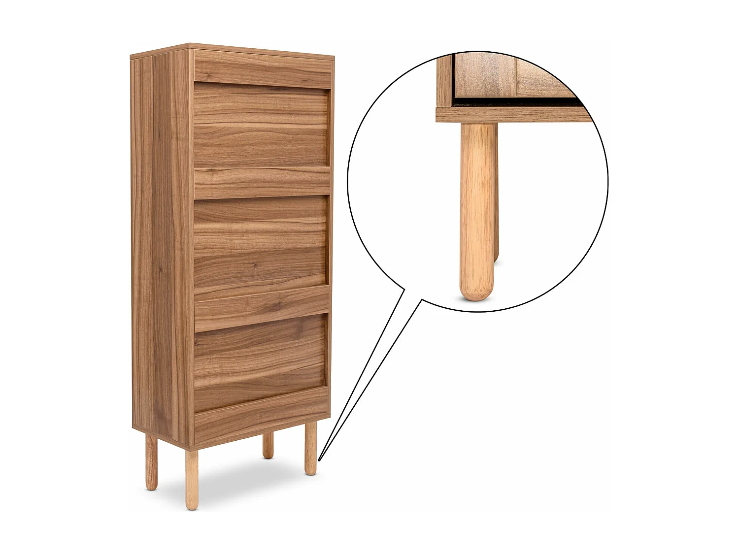 Mariachi - Sapateira com 3 prateleiras em madeira e rattan