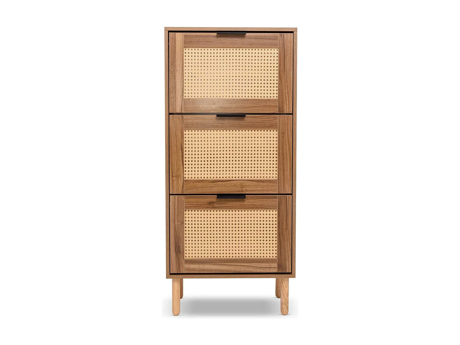 Mariachi - Meuble à chaussures à 3 niveaux en bois et rotin, jusqu'à 18 paires