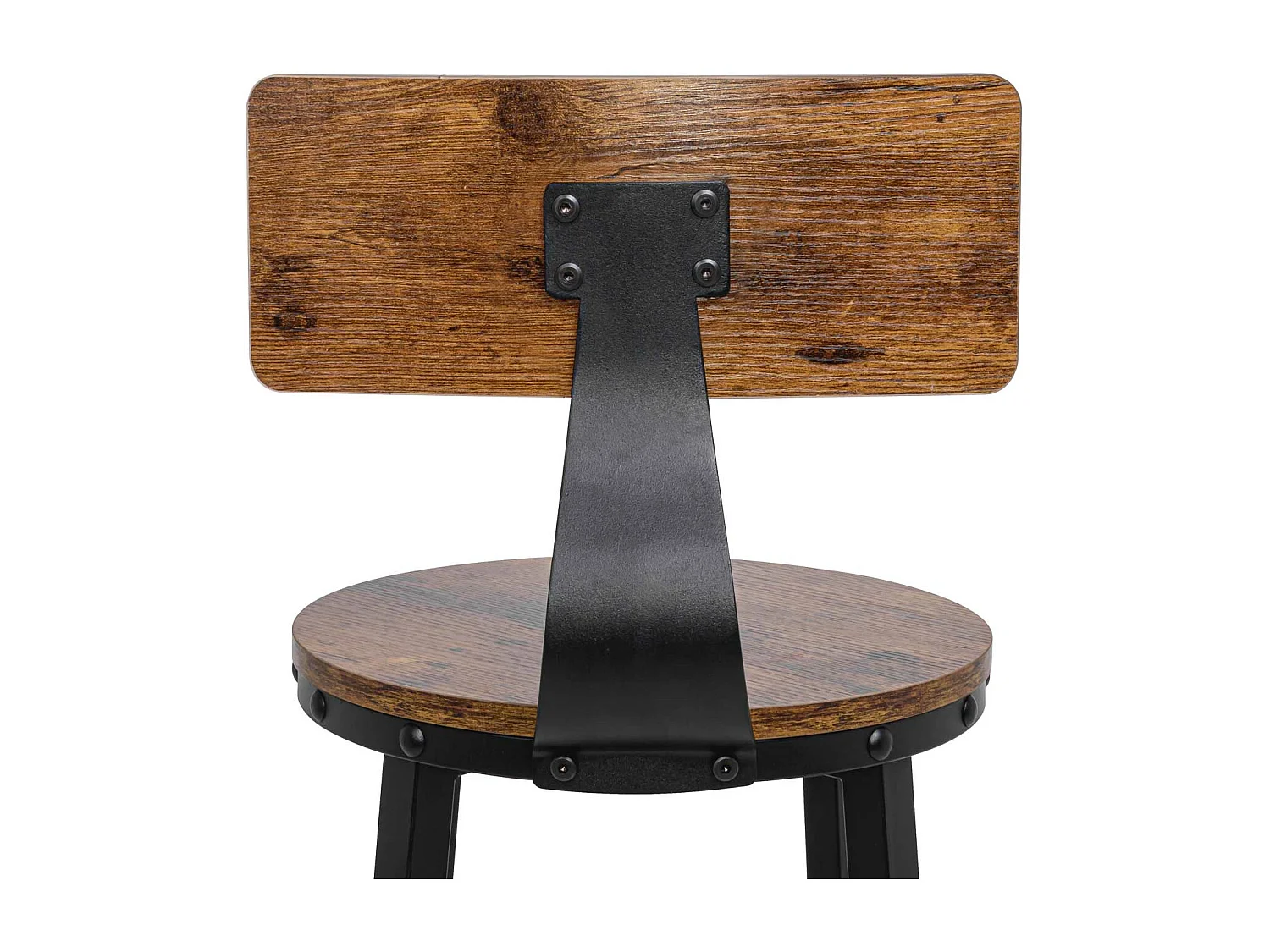 Shelby - Conjunto de 2 bancos altos, bancos de estilo industrial com costas, madeira marrom