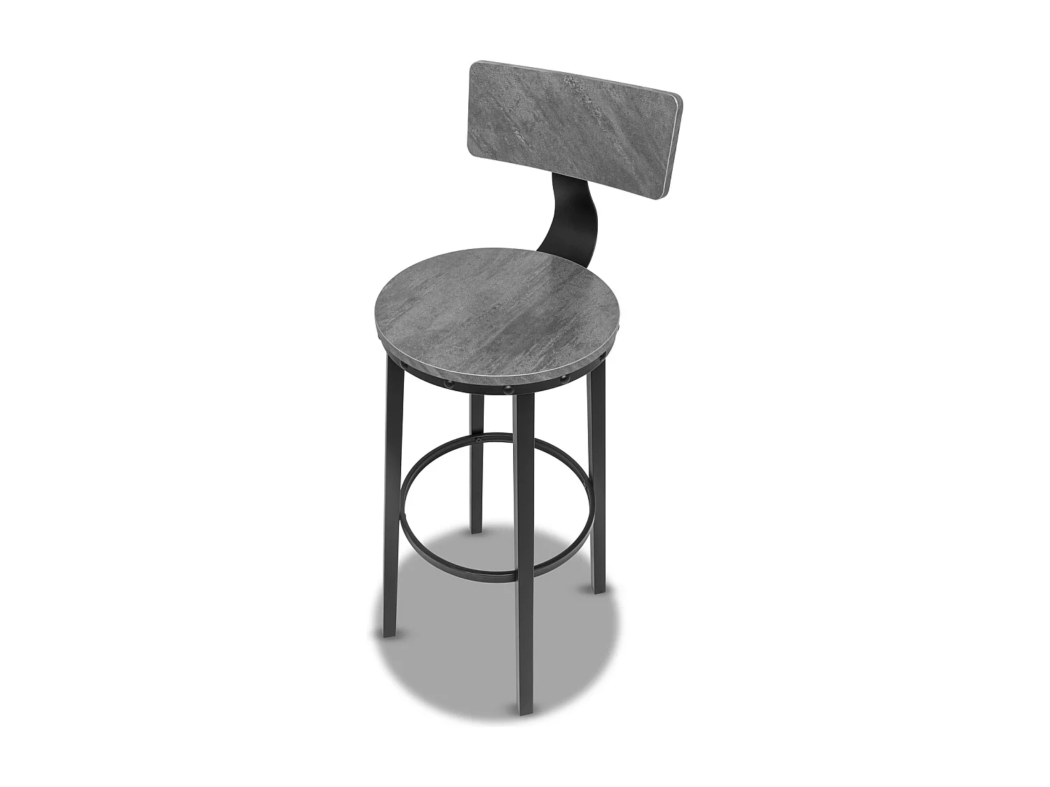 Shelby - Set di 2 sgabelli alti, sgabelli da bar con schienale in stile industriale, legno grigio