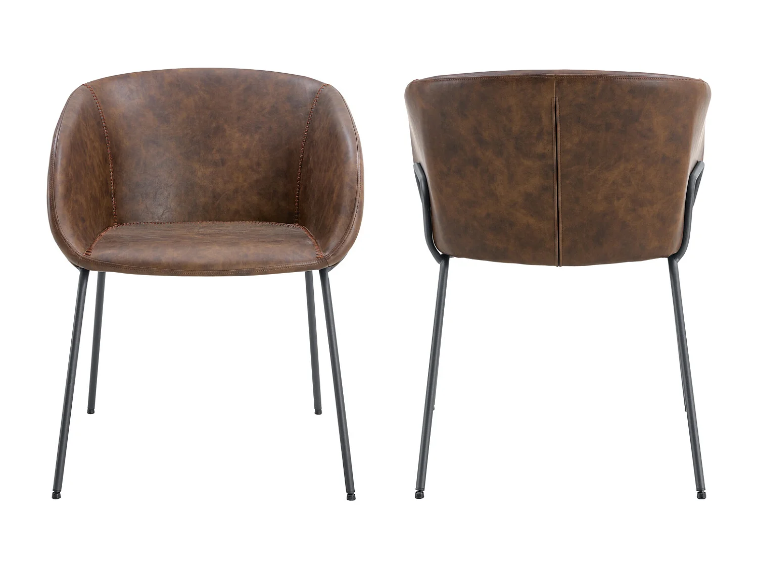 Lot de 2 chaises en simili marron ANDRÉ - HAPPY GARDEN