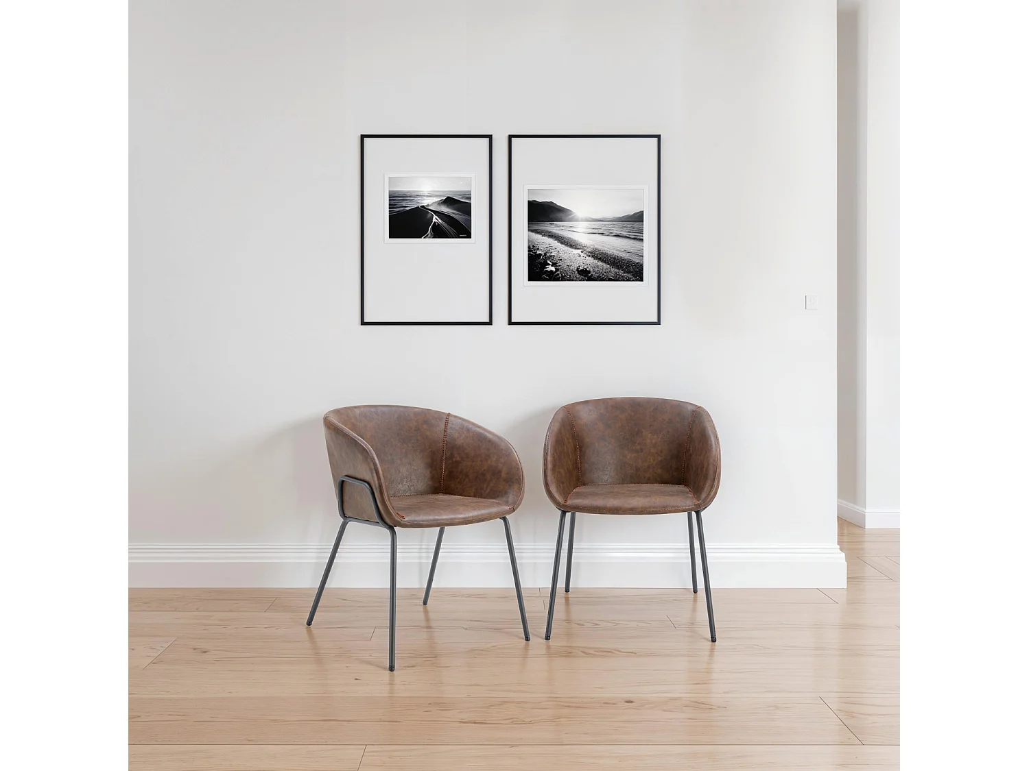 Set van 2 bruine stoelen in kunstleer ANDRÉ