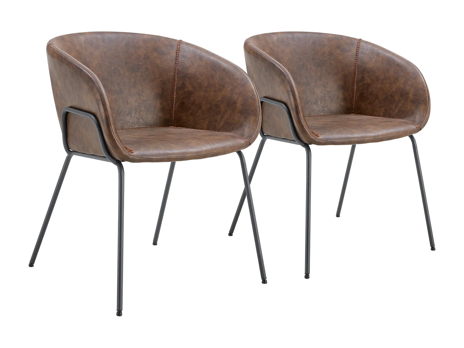 Set van 2 bruine stoelen in kunstleer ANDRÉ