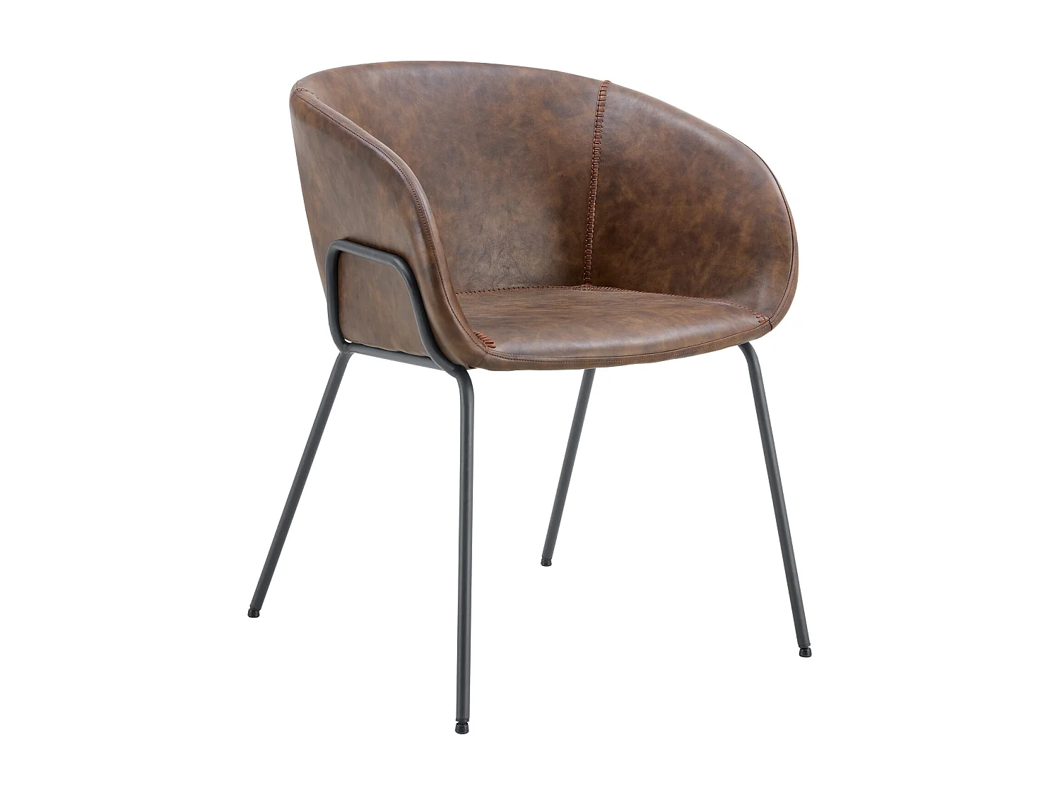 Set van 2 bruine stoelen in kunstleer ANDRÉ