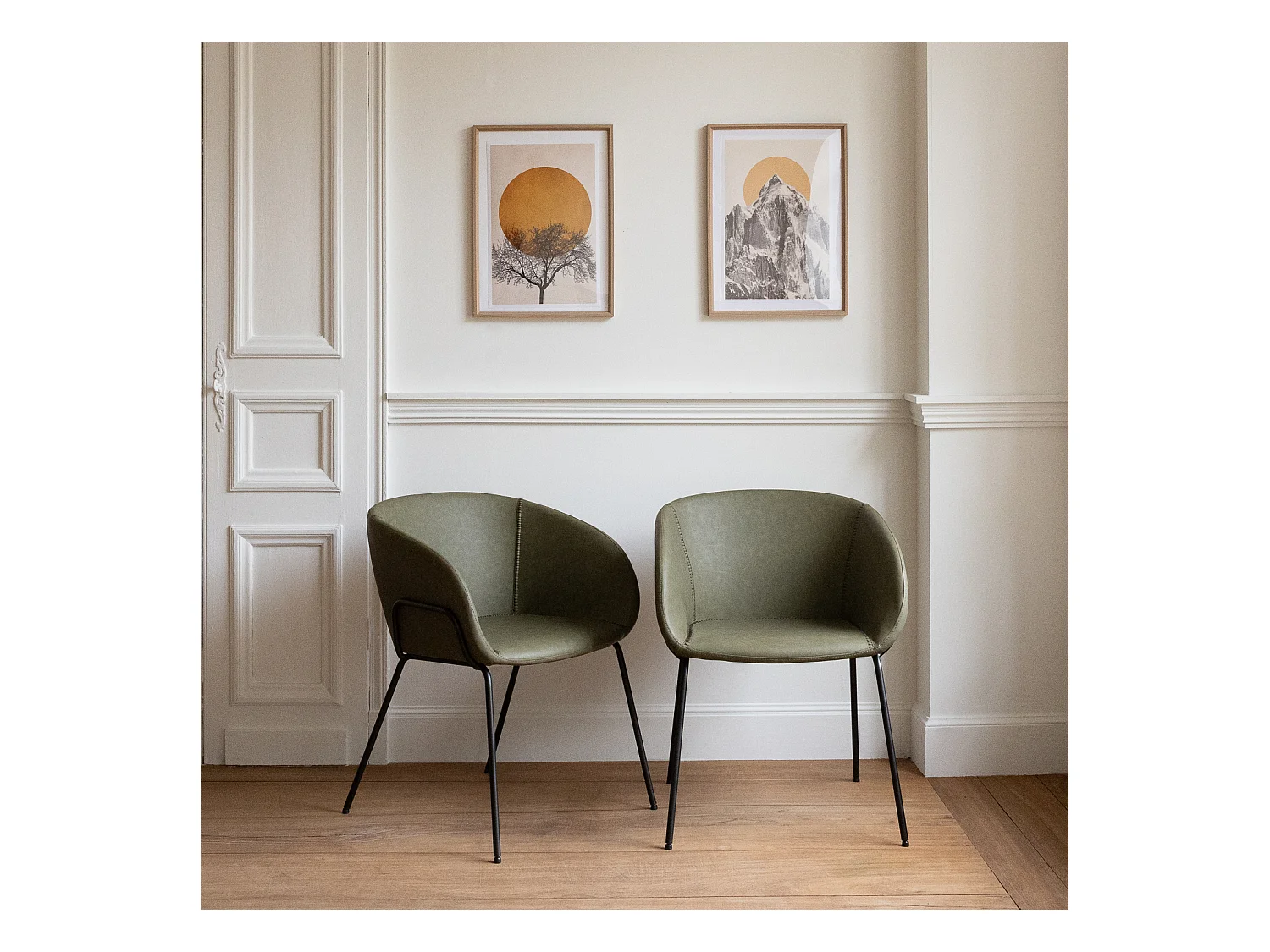 Lot de 2 chaises en simili vert ANDRÉ - HAPPY GARDEN