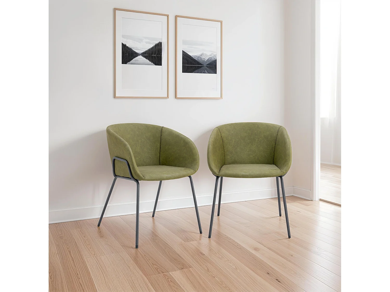 Lot de 2 chaises en simili vert ANDRÉ - HAPPY GARDEN