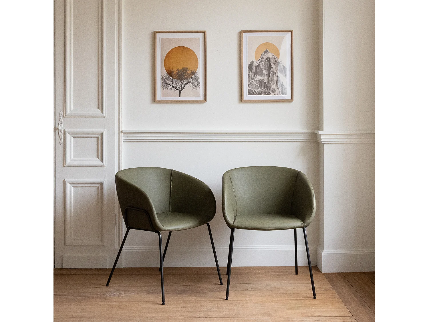 2er Set Stühle aus grünem Kunstleder ANDRÉ