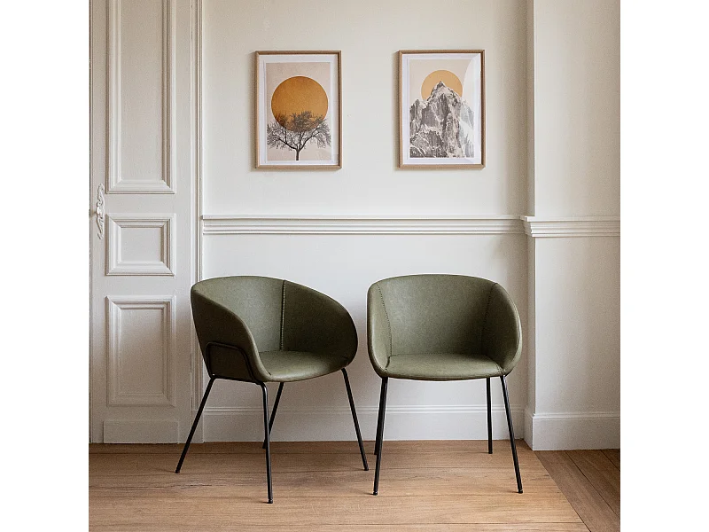 Lot de 2 chaises en simili vert ANDRÉ - HAPPY GARDEN