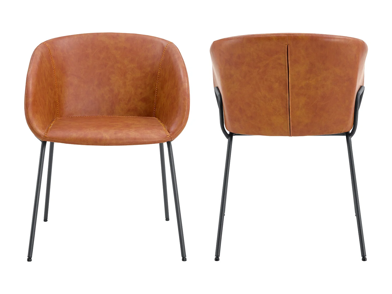 Lot de 2 chaises en simili cognac ANDRÉ - HAPPY GARDEN