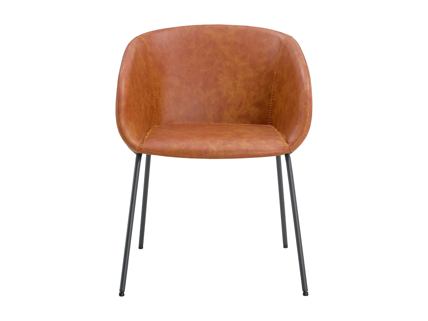 Lot de 2 chaises en simili cognac ANDRÉ - HAPPY GARDEN