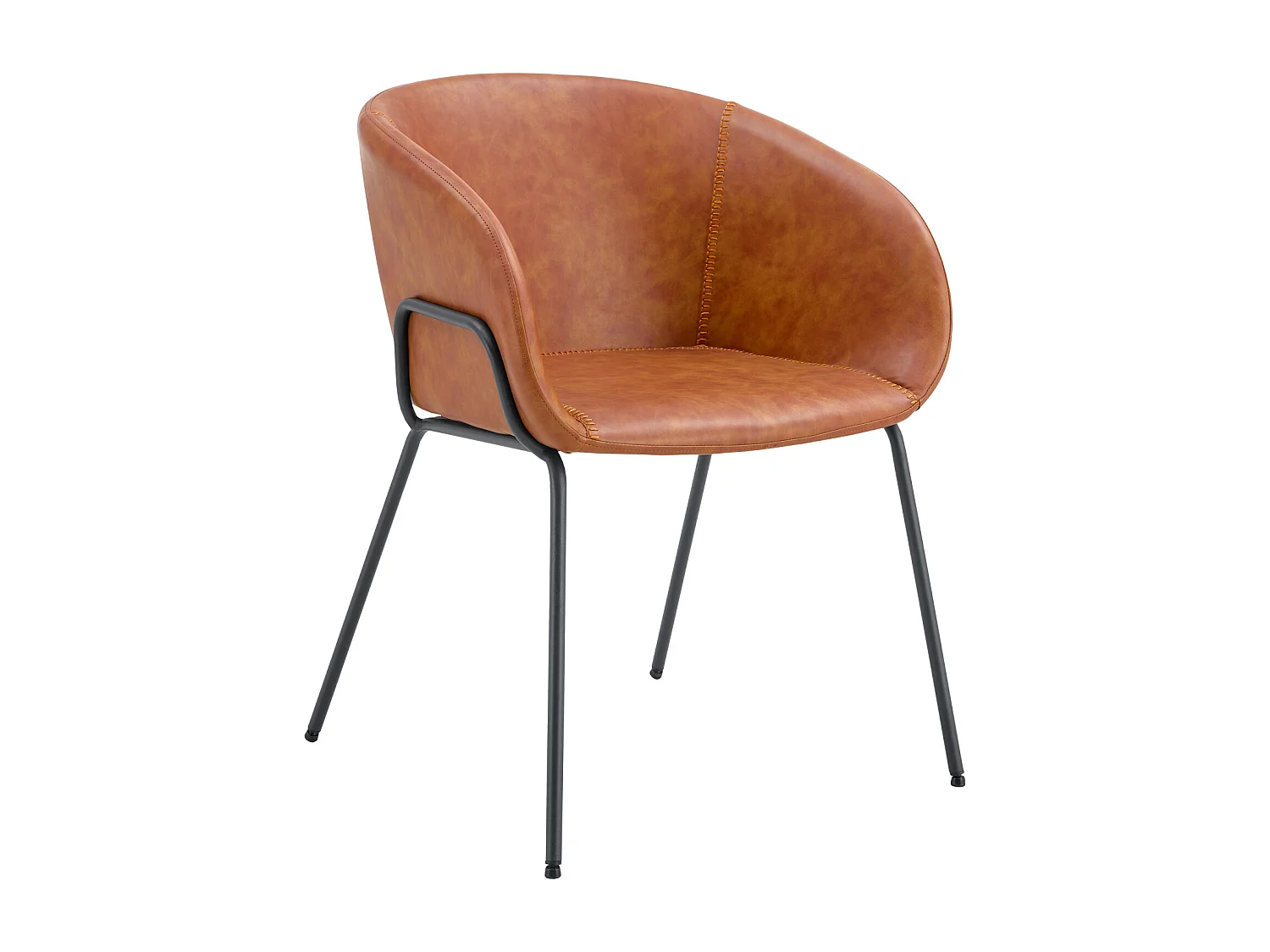 Lot de 2 chaises en simili cognac ANDRÉ - HAPPY GARDEN